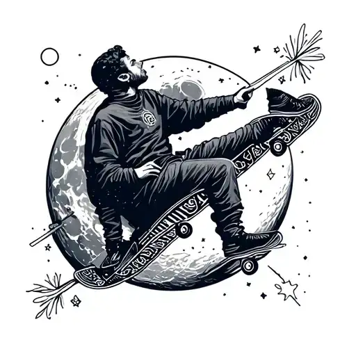 A Men Smocking On The Moon With A Skate