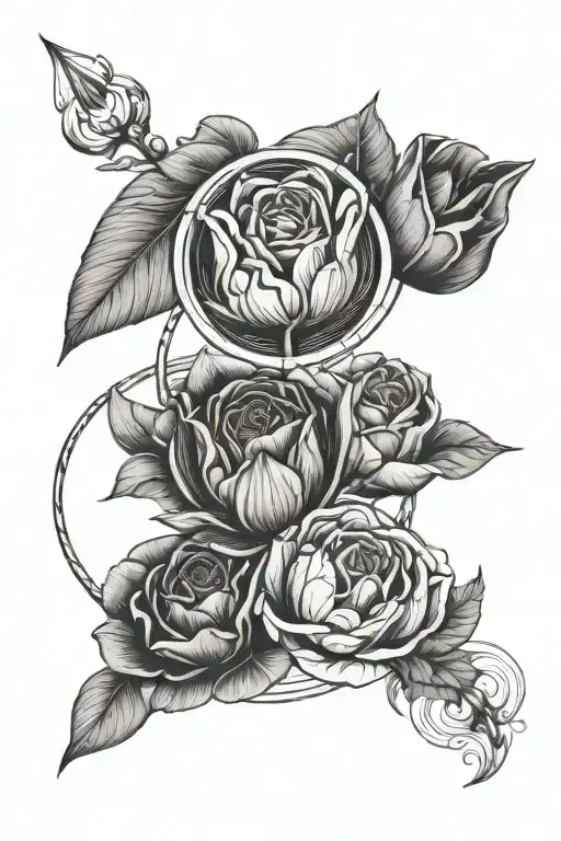 Tulip And Rose On Anchor Yin Yang Symbol Made