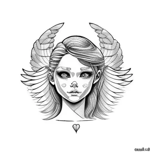 Angel Face Holding A Heart