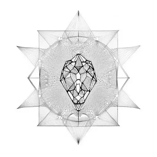 Fine Line Honey Comb Desig With Geometrical Shapes And Heart