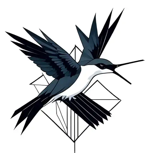 Geometric Abstract Six Hummingbird And Wolf