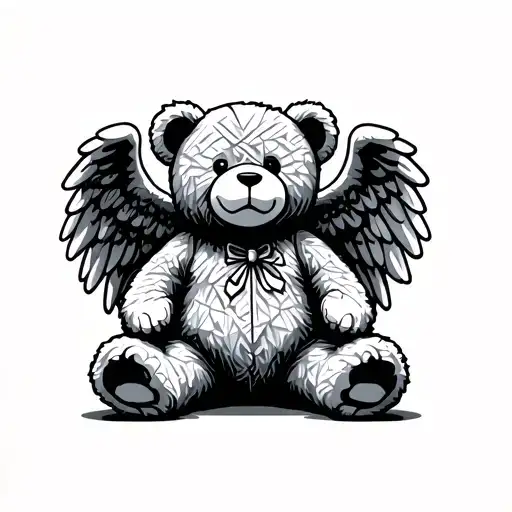 Teddybear Sitting With Angel Wings Spread