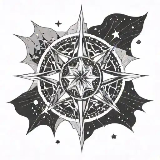 Wind Rose With The Moon And Stars In The Background