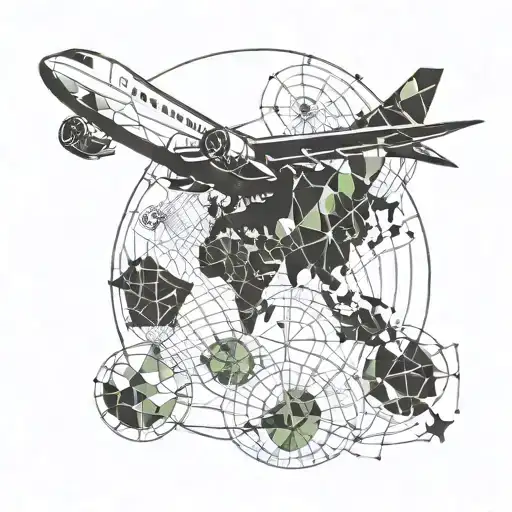 Plane Travel World Map Outline