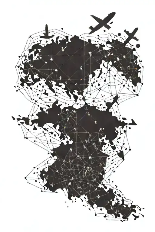 Plane Travel World Map Outline