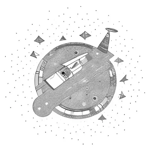 An Colorful Astronaut And A Satellite With A Black Background