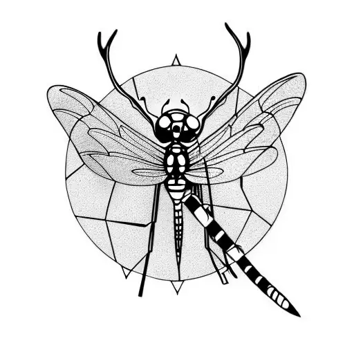 Dragonfly With Antlers And Bat Wings