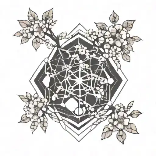 Serotonin Chemical Formula With Sakura Tree