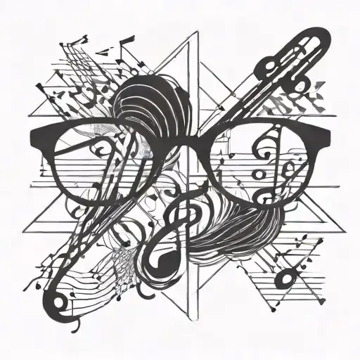 Reading Glasses And Music Note Intertwined