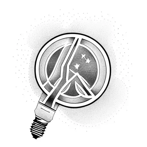 Light Bulb With Rowan Tree And Peace Sign