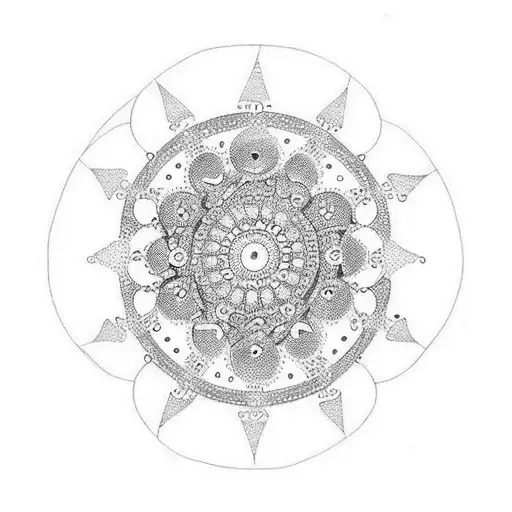 Enzo Circle With Dot Work Unalome And Line Tat For Ankle