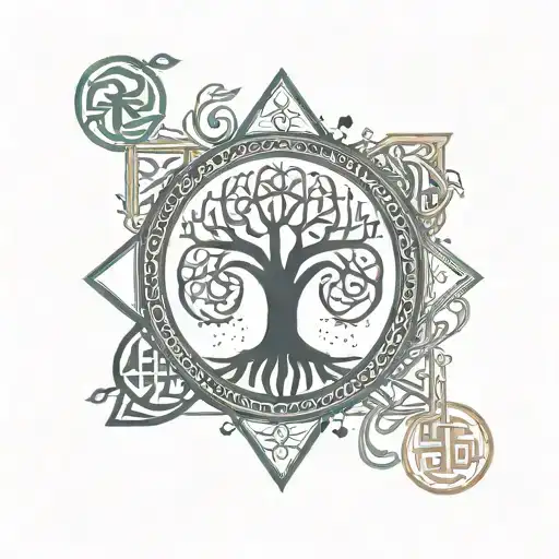 Zoey Spelled With Nordic Runes And Tree Of Life Intertwined