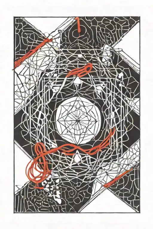 The Red String Of Fate Woven Through Geometric Patterns And Love