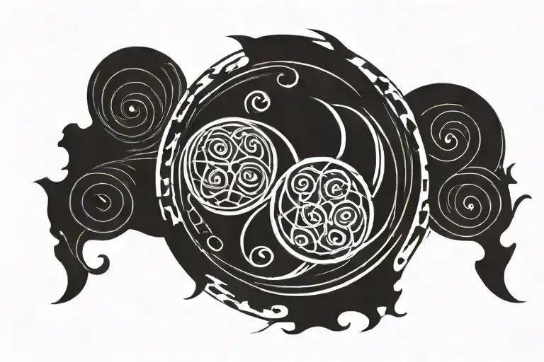 Triple Moon Symbol With A Triskelion Inside The Circle