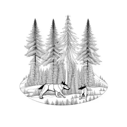 German Shepherd Forest Trees