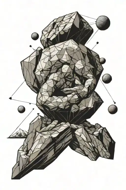 Sisyphus Pushing A Rock Up A Mountain Range