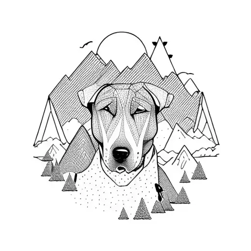 Mountains With Dog In A Band