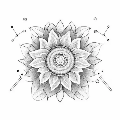 A Huge Sunflower With Small Flowers Around