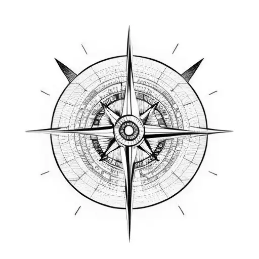 Compass With Paper Plane And Mountains