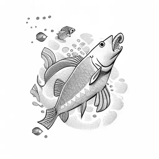 A Diver Descending Into The Depths With A School Of Colorful Fish