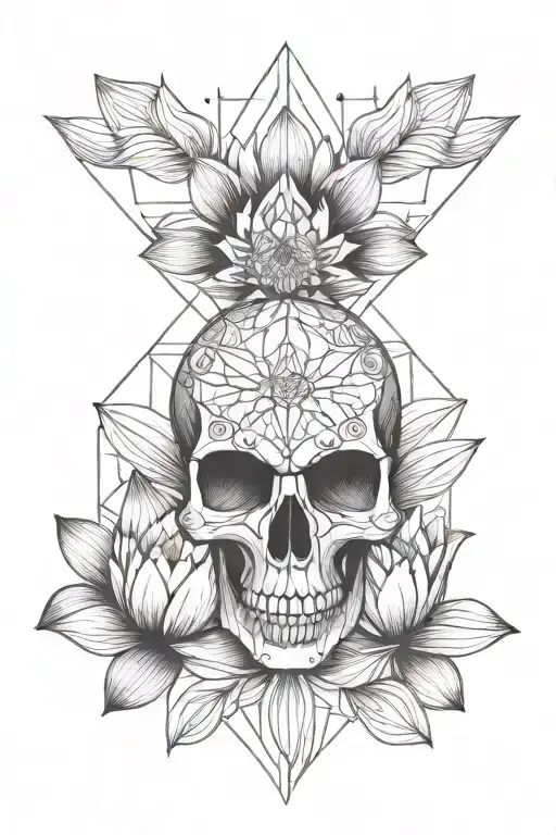 Skull And Lotus Flower