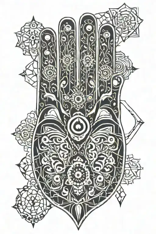 Hamsa Hand And Geometric Shading Background