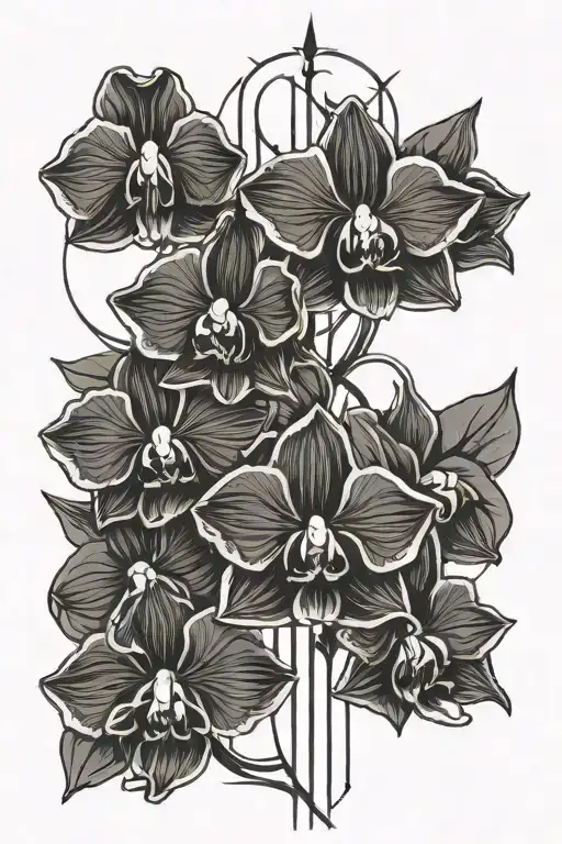 Orchid Spine Tattoo Design