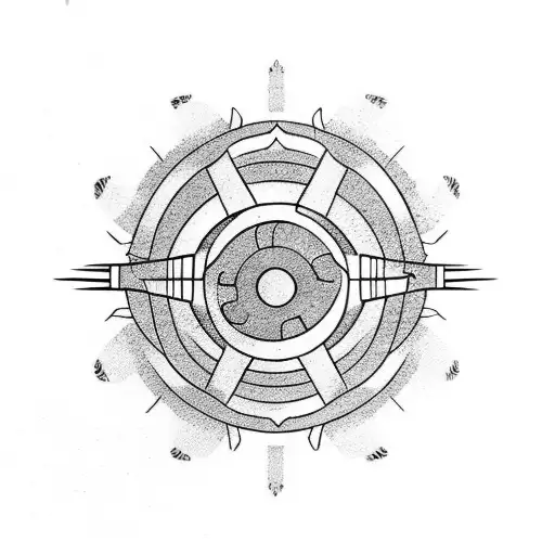 Silhouette Samurai In The Lake With Red Sun