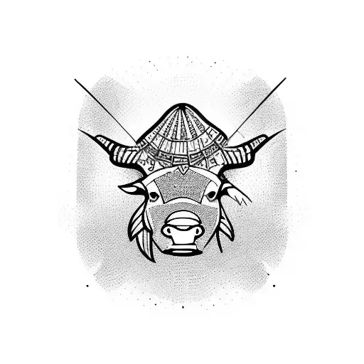 Bull Whith A Fish And A Mexican Hat