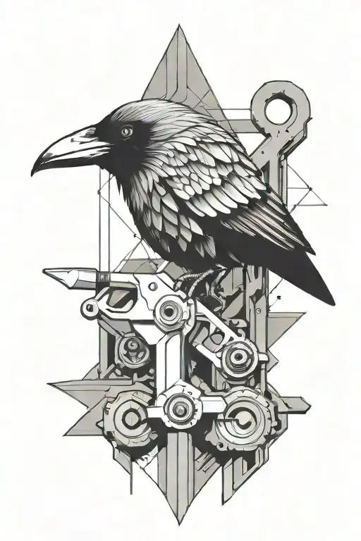 Crow Holding A Wrench In Its Beak