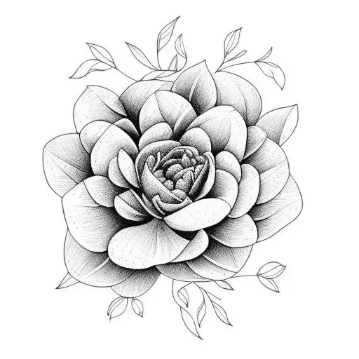 Floral Com Peonias Inhas Finas E Folhas