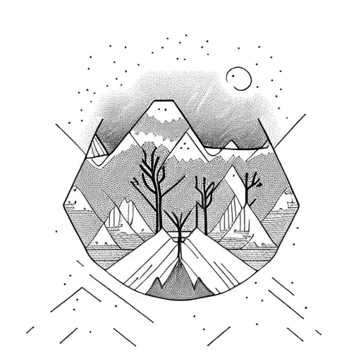 Mountains With Forest And Bicycle