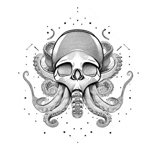 Combination Of Skull And Octopus