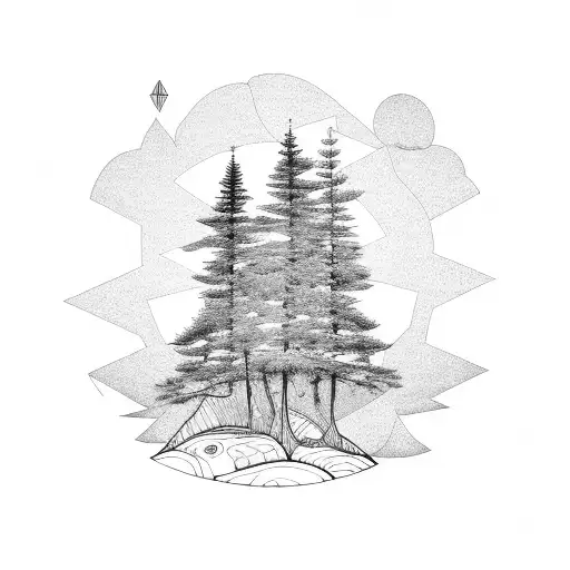 Pine Tree In A Floating Island