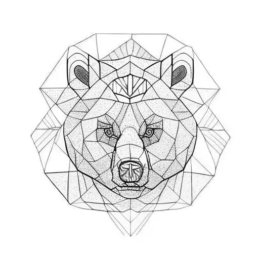 Geometric Flowers And Bear Head