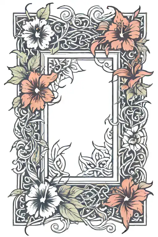 Picture Frame Made From Hibiscus And Thorny Vines