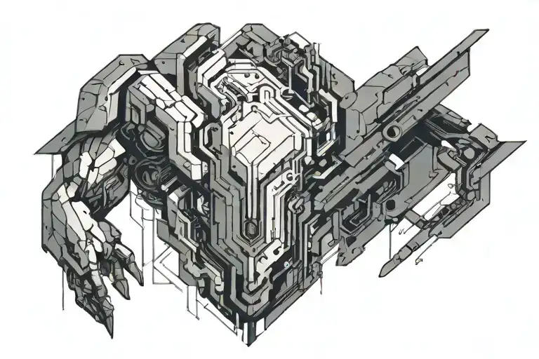 Cyberpunk Minimalist Upper Chest Piece