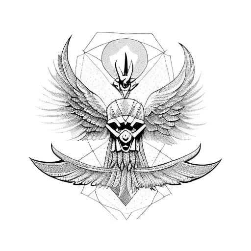 Devil With Wings And An Eagle On His Right Shoulder