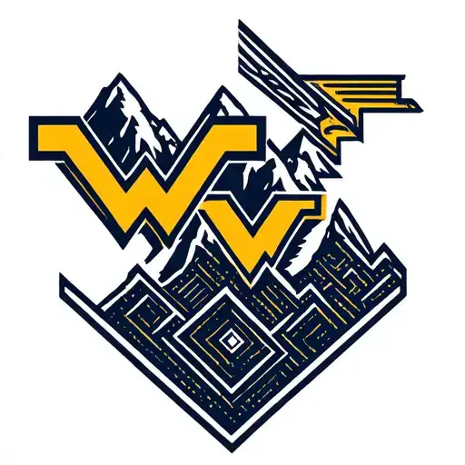 Wvu Logo With Mountain Range