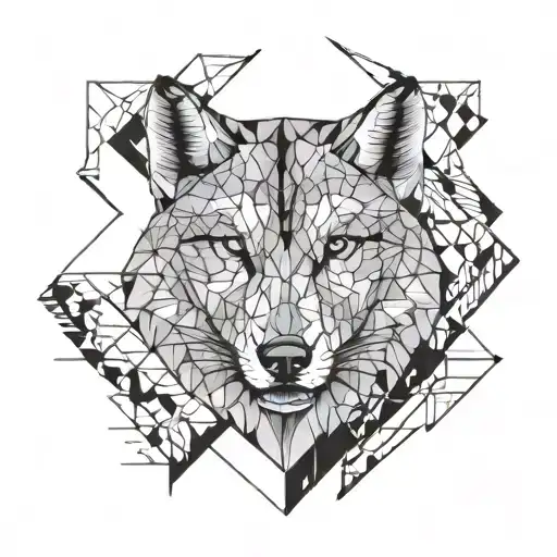 An Abstract Black-grey Tattoo Of A Lone Wolf And A Black Mamba