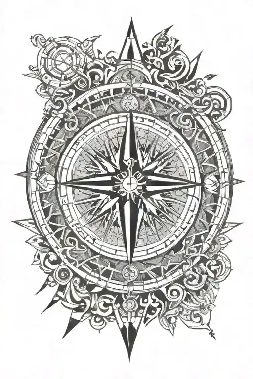 Compass With The Letters P T G J