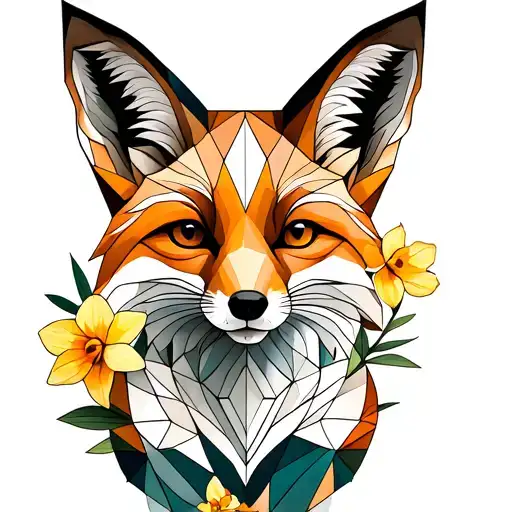 Geometric Fox And Daffodil