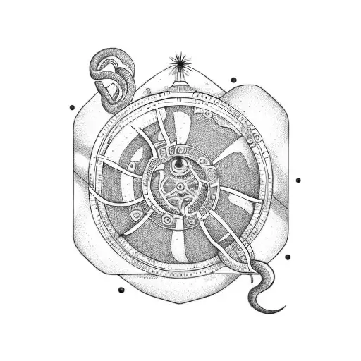 An Octupus Huging An Hourglass