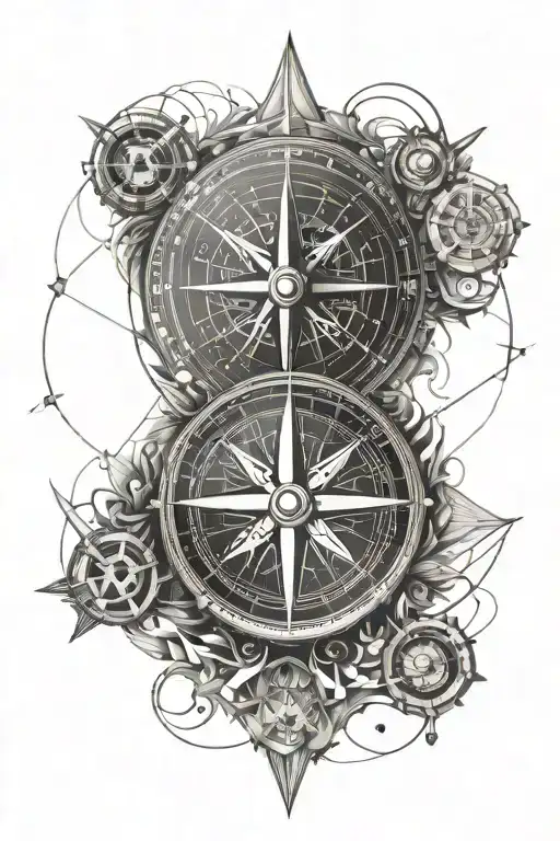 Compass Surrounded By Various