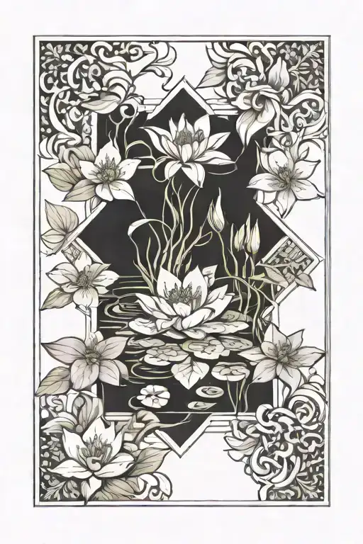 A Rectangular Lily Pond With A Stone Border