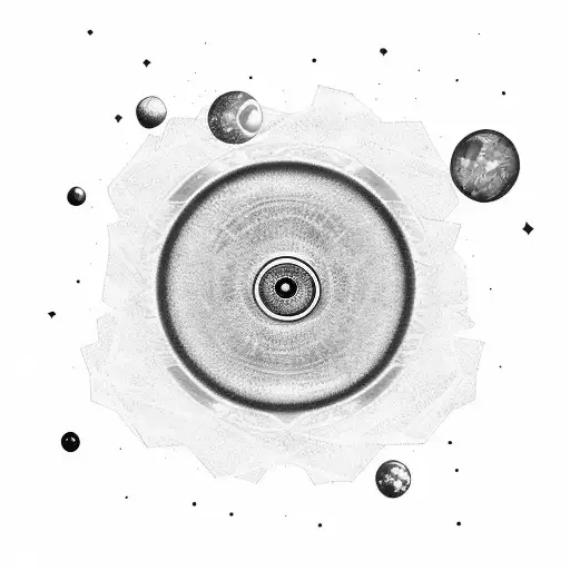 Planets In Space With Nebula Background And Cosmic Eyes