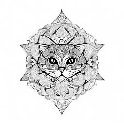 Abstarct Cat In Mandala