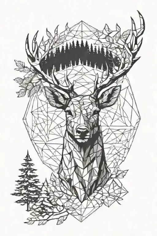 Deer Head With Trees