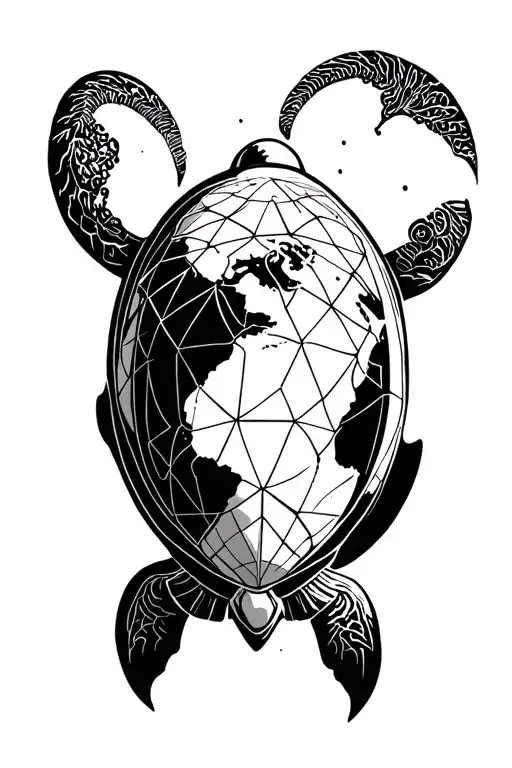 Globe In Center Of Turtle Shell