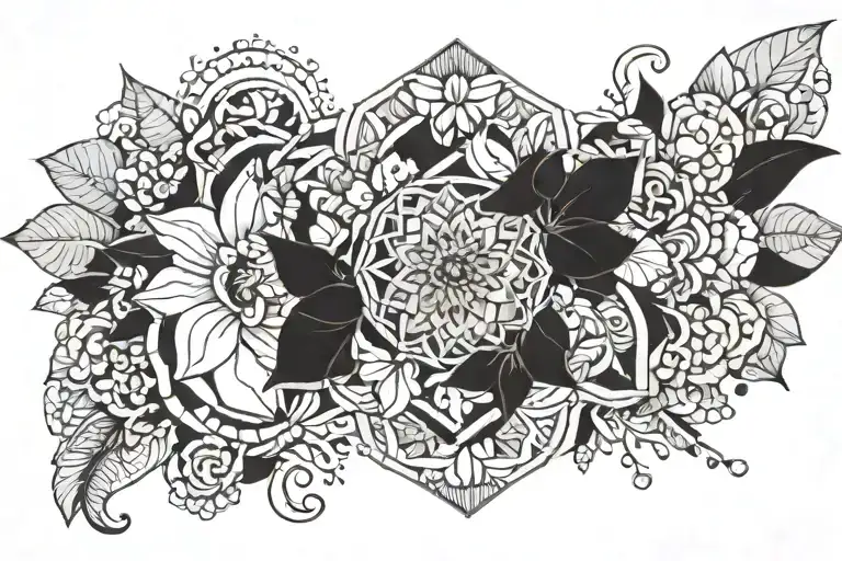 Feminine Floral Mandala Design Incorporating Some Nature Elements
